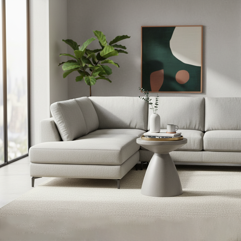 Modern Minimalist Round Magnesium Oxide End Table Sturdy Durable For Living Room