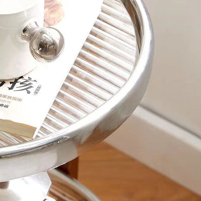 Modern Minimalist Round Rectangular Glass Solid Wood End Table 4-Leg 2-Tier Movable For Living Room