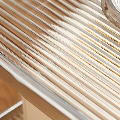 Modern Minimalist Round Rectangular Glass Solid Wood End Table 4-Leg 2-Tier Movable For Living Room