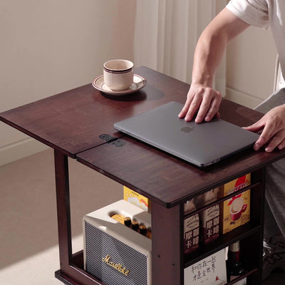 Modern Minimalist Rectangular Bamboo Side Table 2-Tier Movable For Living Room