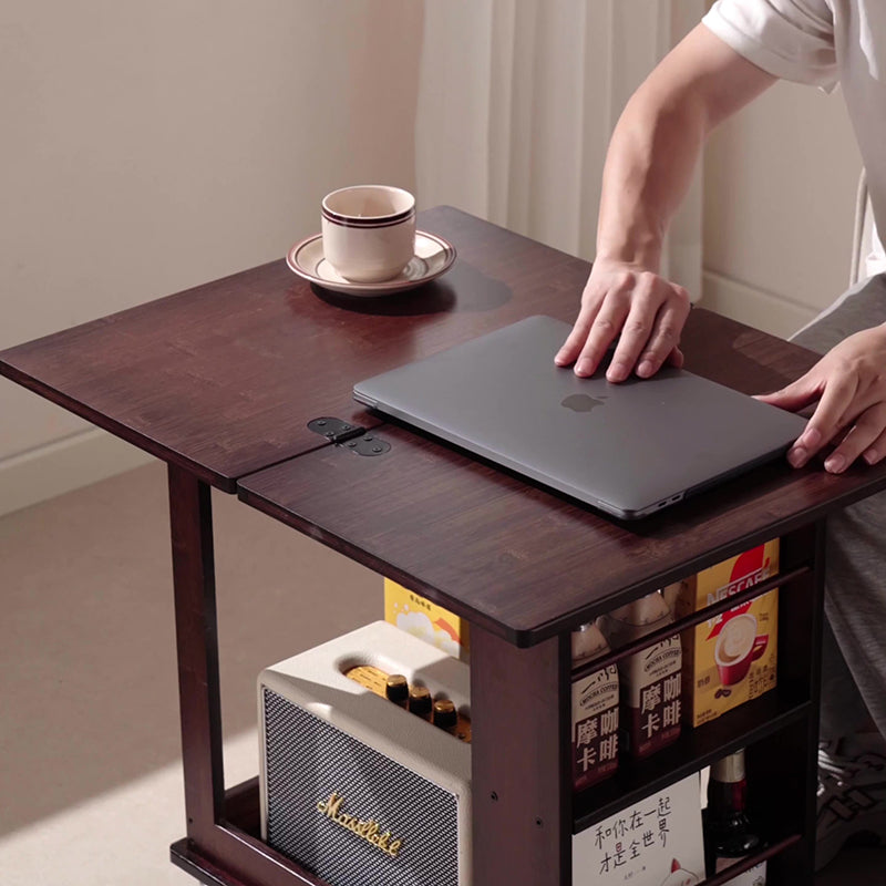 Modern Minimalist Rectangular Bamboo Side Table 2-Tier Movable For Living Room