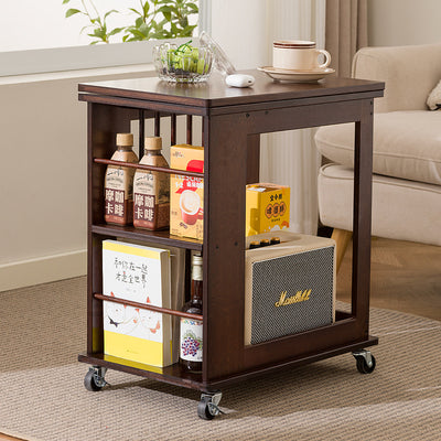 Modern Minimalist Rectangular Bamboo Side Table 2-Tier Movable For Living Room