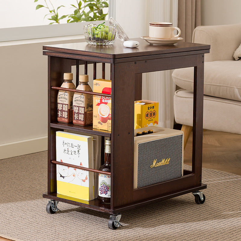 Modern Minimalist Rectangular Bamboo Side Table 2-Tier Movable For Living Room