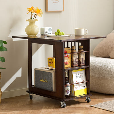 Modern Minimalist Rectangular Bamboo Side Table 2-Tier Movable For Living Room