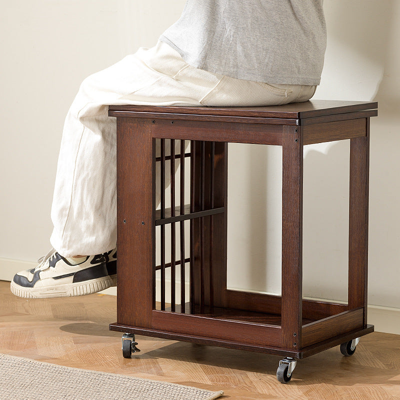 Modern Minimalist Rectangular Bamboo Side Table 2-Tier Movable For Living Room