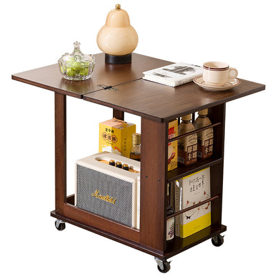 Modern Minimalist Rectangular Bamboo Side Table 2-Tier Movable For Living Room