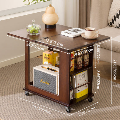 Modern Minimalist Rectangular Bamboo Side Table 2-Tier Movable For Living Room