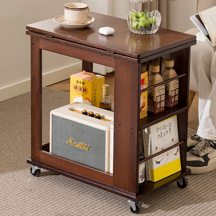 Modern Minimalist Rectangular Bamboo Side Table 2-Tier Movable For Living Room