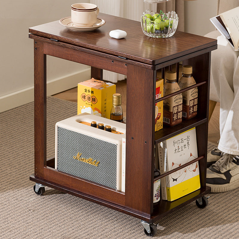 Modern Minimalist Rectangular Bamboo Side Table 2-Tier Movable For Living Room