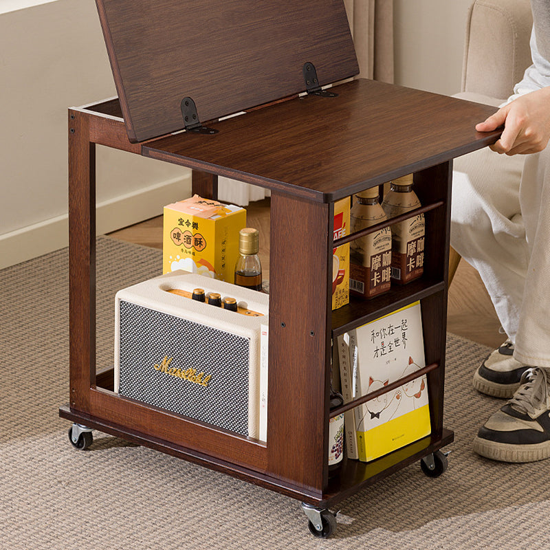 Modern Minimalist Rectangular Bamboo Side Table 2-Tier Movable For Living Room