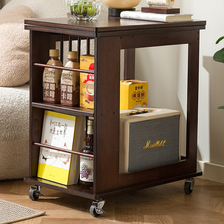 Modern Minimalist Rectangular Bamboo Side Table 2-Tier Movable For Living Room