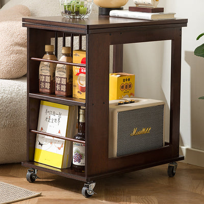 Modern Minimalist Rectangular Bamboo Side Table 2-Tier Movable For Living Room