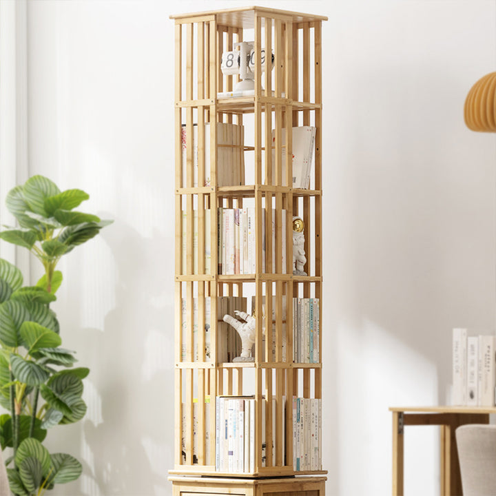 Moderne minimalistische rechteckige Bücherregale aus Bambus-Mitteldichte-Faserplatte, 6/7-stufig, für Büro und Zuhause 