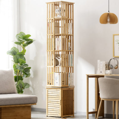 Modern Minimalist Rectangular Bamboo Medium Density Fiberboard Bookshelves 6/7-Tier For Home Office