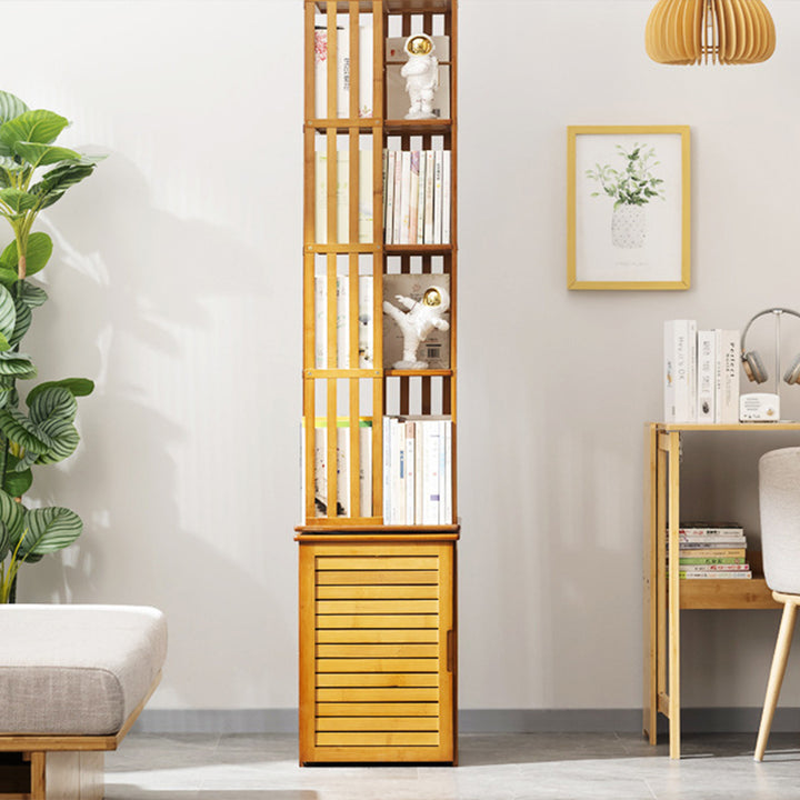 Moderne minimalistische rechteckige Bücherregale aus Bambus-Mitteldichte-Faserplatte, 6/7-stufig, für Büro und Zuhause 