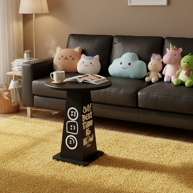 Modern Creative Round Solid Wood Side Table Creative Design For Living Room