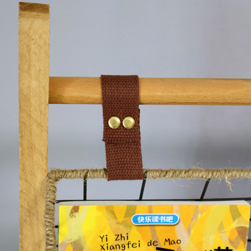 Modern Minimalist Rectangular Solid Wood Iron Rope Display Rack With 3-Basket For Living Room