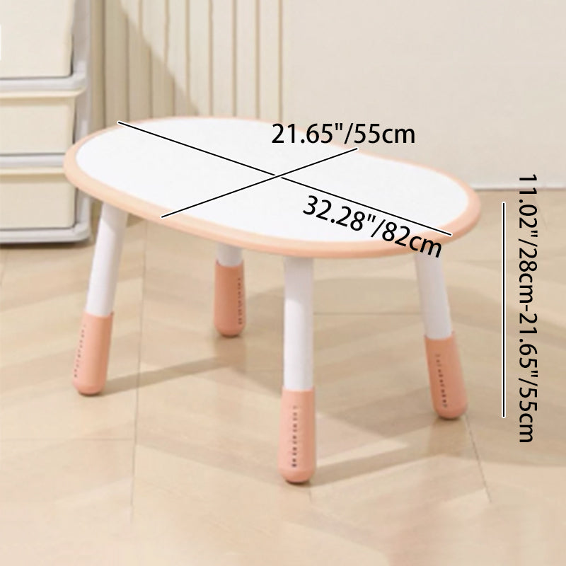 Modern Minimalist Oval Particle Board PP Plastic Kid Side Table 4-Leg For Living Room