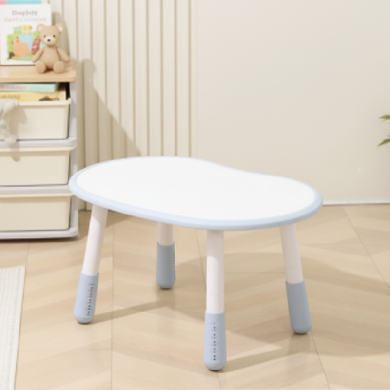Modern Minimalist Oval Particle Board PP Plastic Kid Side Table 4-Leg For Living Room