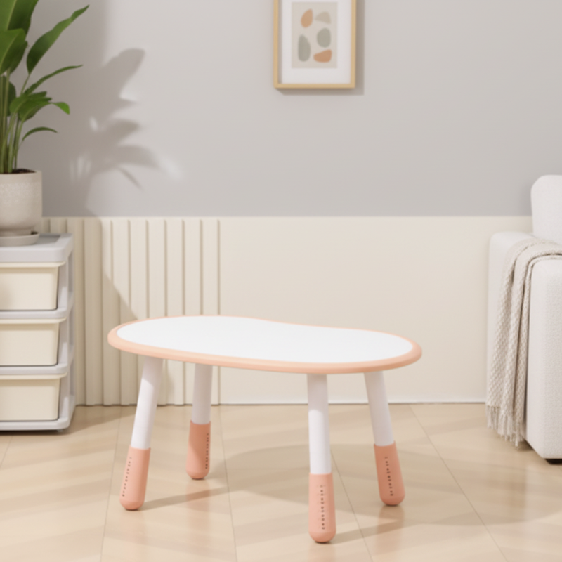 Modern Minimalist Oval Particle Board PP Plastic Kid Side Table 4-Leg For Living Room