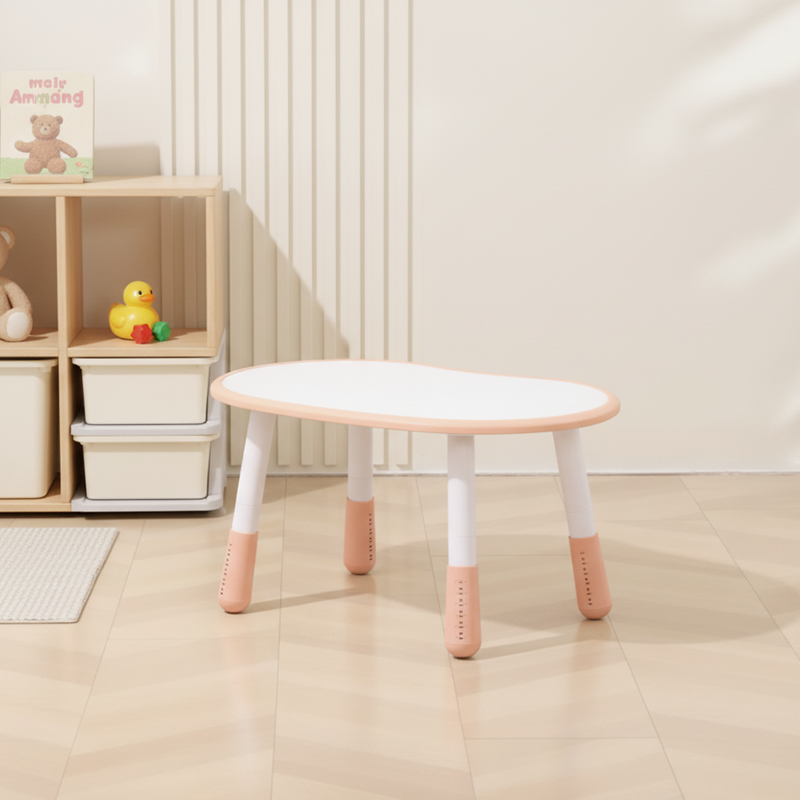 Modern Minimalist Oval Particle Board PP Plastic Kid Side Table 4-Leg For Living Room