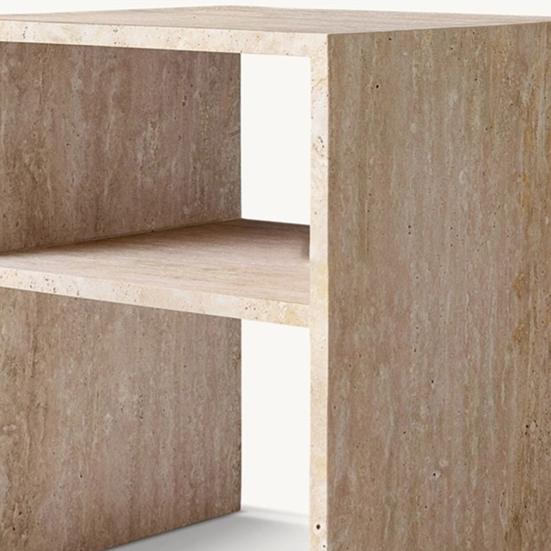 Modern Minimalist Rectangular Marble Side Table 2-Leg 2-Tier Creative Design For Living Room