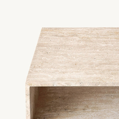 Modern Minimalist Rectangular Marble Side Table 2-Leg 2-Tier Creative Design For Living Room