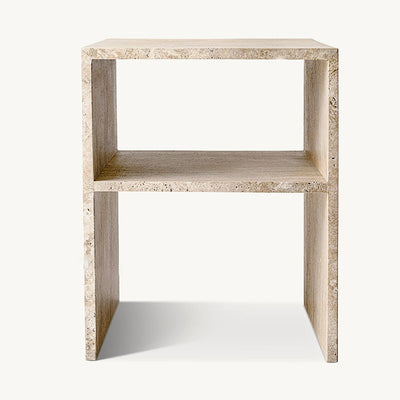 Modern Minimalist Rectangular Marble Side Table 2-Leg 2-Tier Creative Design For Living Room