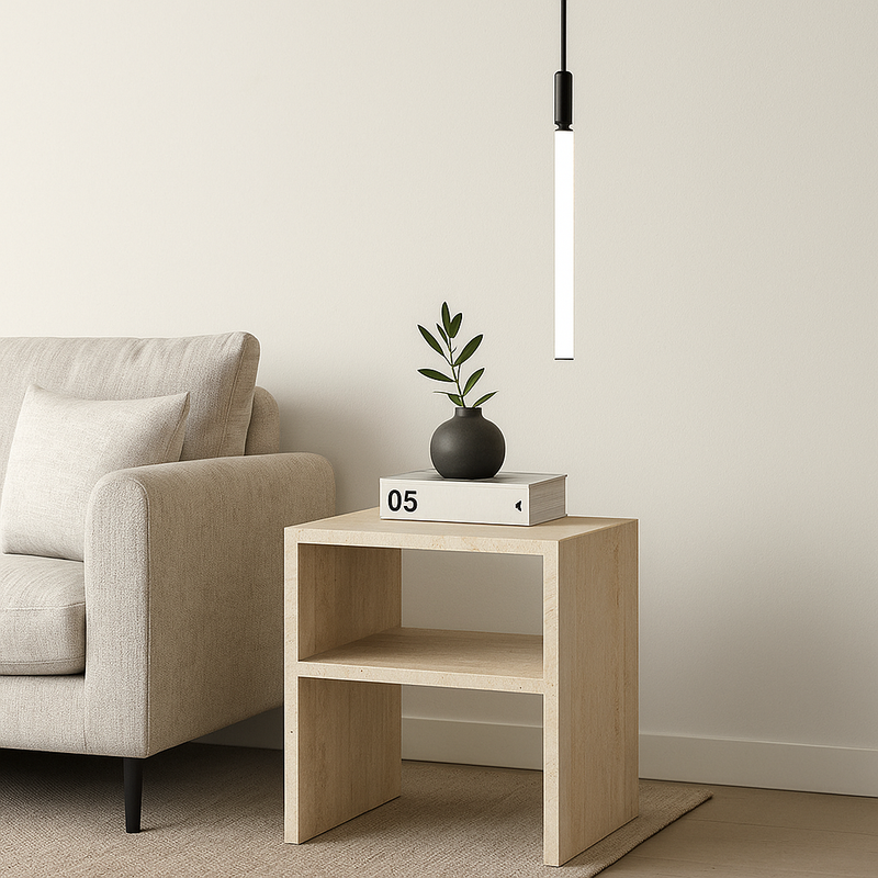 Modern Minimalist Rectangular Marble Side Table 2-Leg 2-Tier Creative Design For Living Room