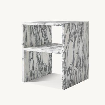 Modern Minimalist Rectangular Marble Side Table 2-Leg 2-Tier Creative Design For Living Room