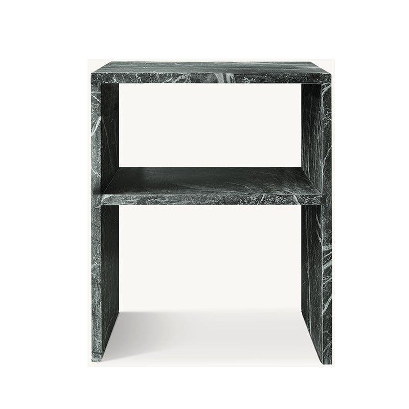 Modern Minimalist Rectangular Marble Side Table 2-Leg 2-Tier Creative Design For Living Room