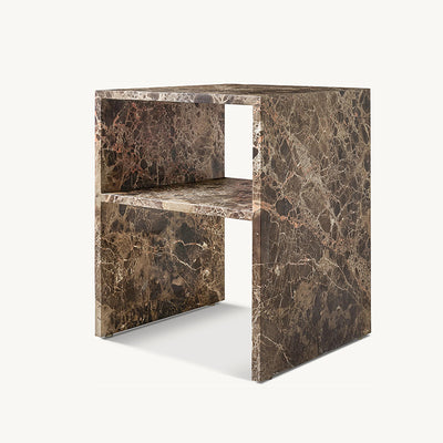 Modern Minimalist Rectangular Marble Side Table 2-Leg 2-Tier Creative Design For Living Room