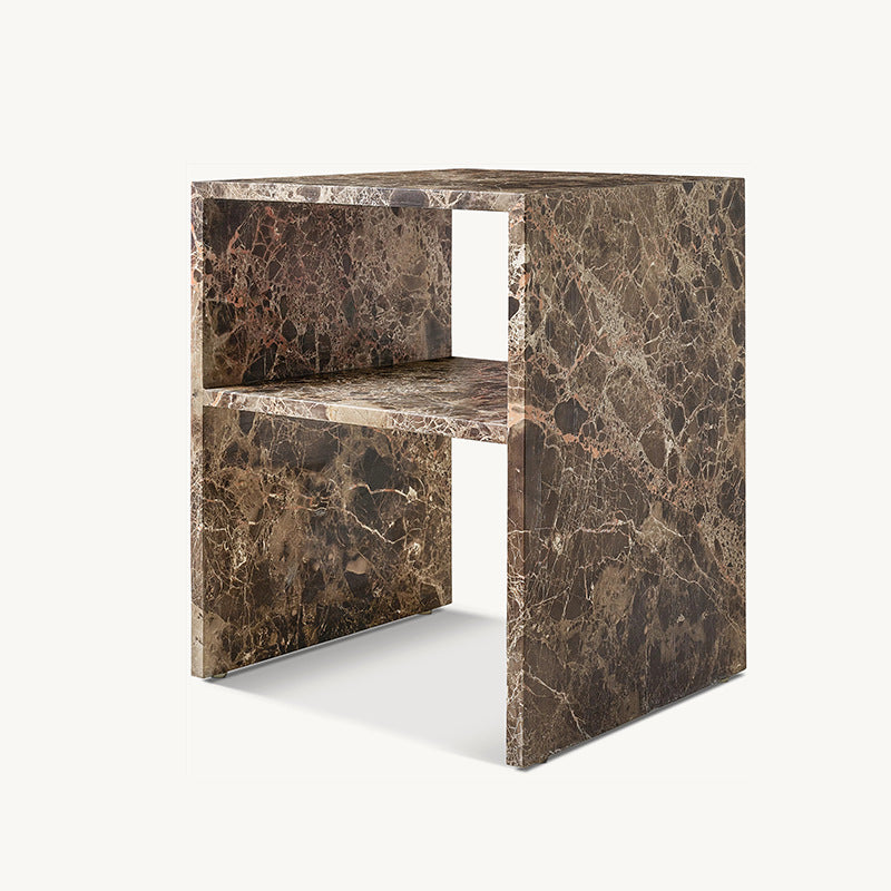 Modern Minimalist Rectangular Marble Side Table 2-Leg 2-Tier Creative Design For Living Room