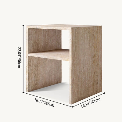 Modern Minimalist Rectangular Marble Side Table 2-Leg 2-Tier Creative Design For Living Room
