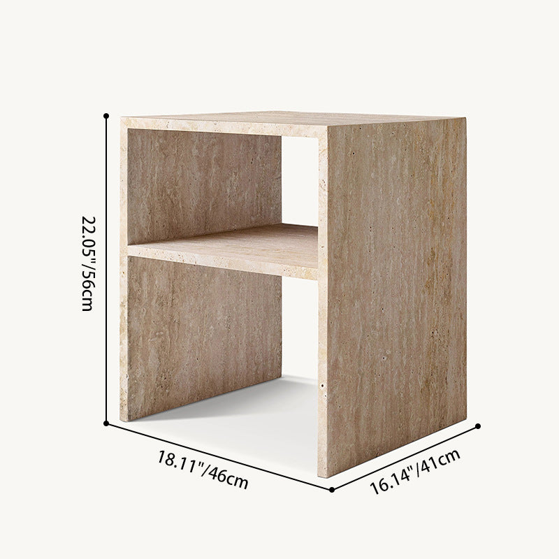 Modern Minimalist Rectangular Marble Side Table 2-Leg 2-Tier Creative Design For Living Room