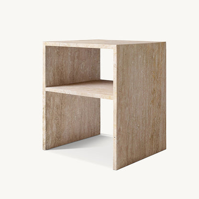 Modern Minimalist Rectangular Marble Side Table 2-Leg 2-Tier Creative Design For Living Room