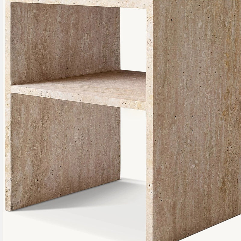 Modern Minimalist Rectangular Marble Side Table 2-Leg 2-Tier Creative Design For Living Room