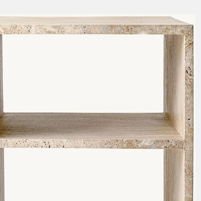 Modern Minimalist Rectangular Marble Side Table 2-Leg 2-Tier Creative Design For Living Room