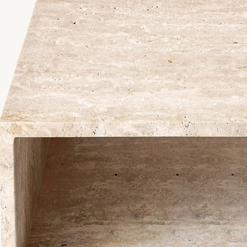 Modern Minimalist Rectangular Marble Side Table 2-Leg 2-Tier Creative Design For Living Room