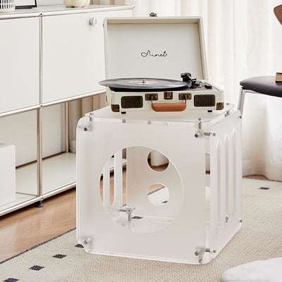 Modern Minimalist Square Acrylic Stainless Steel Side Table 2-Tier Sturdy Design For Living Room