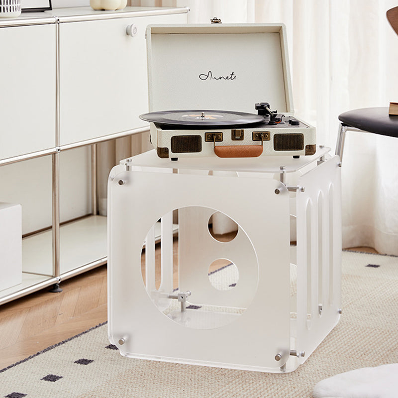 Modern Minimalist Square Acrylic Stainless Steel Side Table 2-Tier Sturdy Design For Living Room