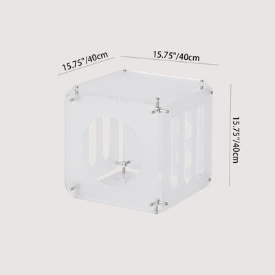 Modern Minimalist Square Acrylic Stainless Steel Side Table 2-Tier Sturdy Design For Living Room