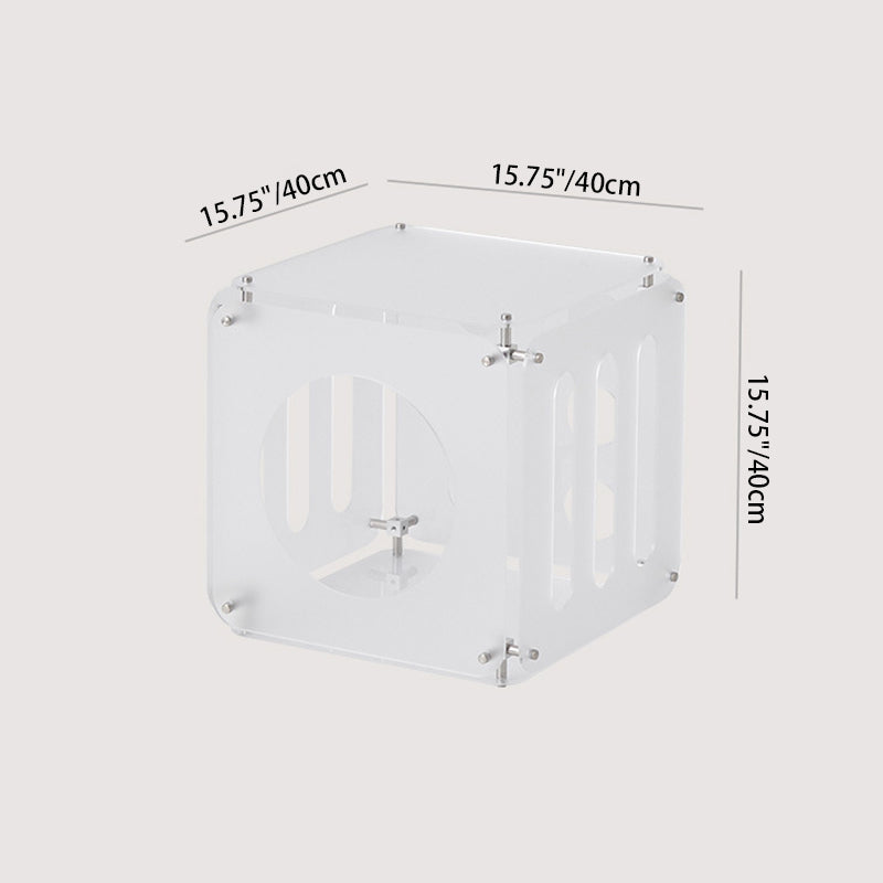 Modern Minimalist Square Acrylic Stainless Steel Side Table 2-Tier Sturdy Design For Living Room