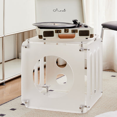 Modern Minimalist Square Acrylic Stainless Steel Side Table 2-Tier Sturdy Design For Living Room