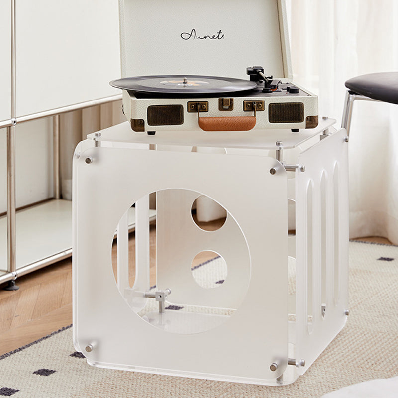 Modern Minimalist Square Acrylic Stainless Steel Side Table 2-Tier Sturdy Design For Living Room