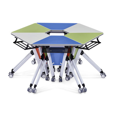 Modern Minimalist Hexagonal Solid Wood Particle Board Iron Solid Wood Desks Foldable For Home Office