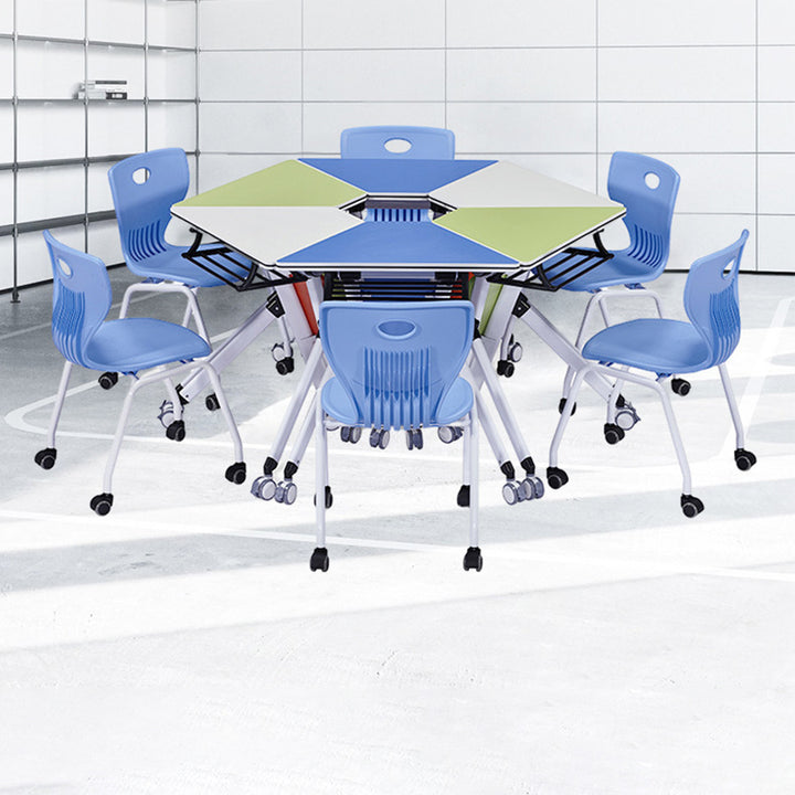 Modern Minimalist Hexagonal High-density Medium-density Fiberboard Iron Desks Foldable For Home Office