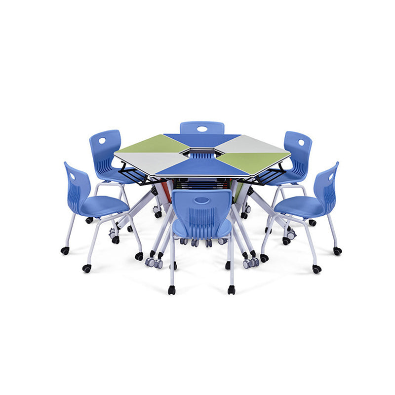 Modern Minimalist Hexagonal Solid Wood Particle Board Iron Solid Wood Desks Foldable For Home Office