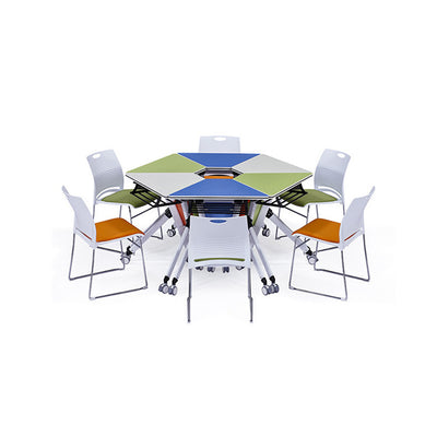 Modern Minimalist Hexagonal Solid Wood Particle Board Iron Solid Wood Desks Foldable For Home Office