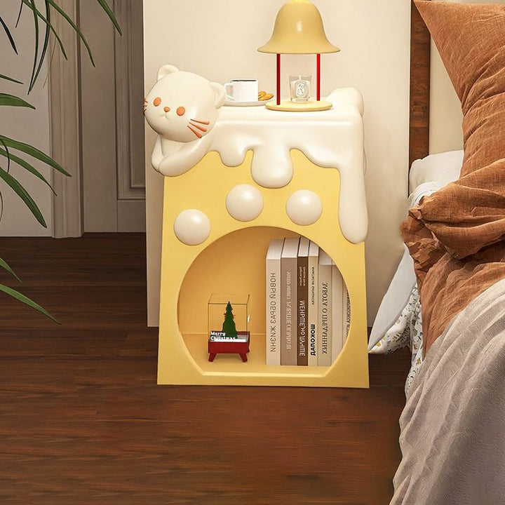 Table de chevet en résine trapézoïdale minimaliste moderne à 2 niveaux pour chambre à coucher 